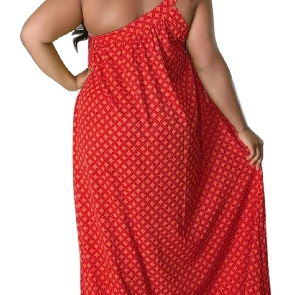 Plus size 1 shoulder halter dress - Picture 5 of 6